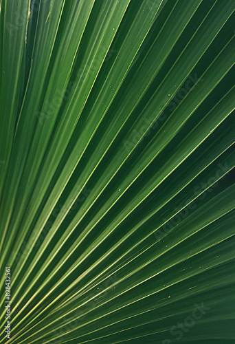 Green palm leaf texture close up natural tropical leaves for background 