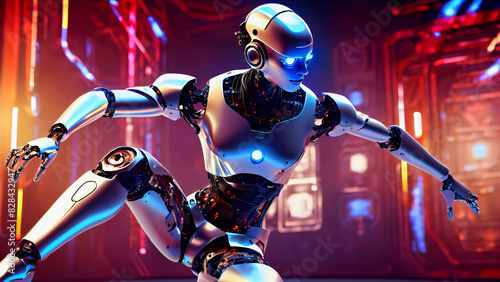 The Saga of Mechanical Grace: A Robot Dancer on the Stage of Light and Shadow © Viktoriia