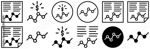 A Collection Of Trading Isolated Silhouette Solid Icons With Stock,Graph,Trading-Review,Trade,Predict Outline Icons Collection. Simple Vector Illustration