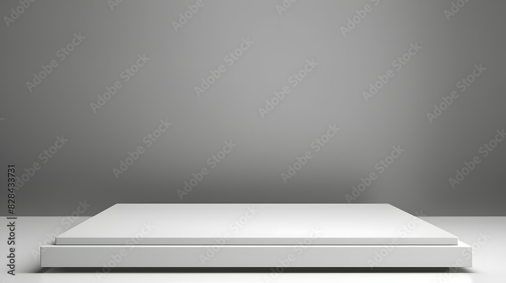 White round podium with white translucent back on gray background. Generative AI White round podium with white translucent back on gray background. Generative AI