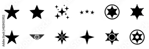 Set Of Linear Stars Icons Collection Isolated Silhouette Solid Icons Including Shooting-Star,Comet,Star,Meteor Vector Illustration Linear Pictogram Pack