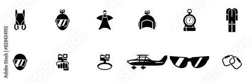 Mega Set Of Vector Sport Icons Silhouette Vector Logo Design Containing Flying,Sky-Diving,Sport,Helmet,Jumping Business Infographic Elements Logo Vector Illustration