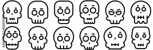 Set Of Skull Vol Icons Collection Isolated Silhouette Solid Icons Including Skull,Spooky,Ghost,Bone,Halloween Simple Black Style Symbol Sign For Apps And Website, Vector Illustration