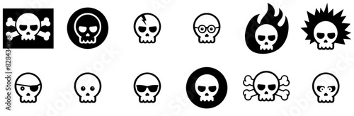 Mega Set Of Vector Skulls Icons Collection Isolated Silhouette Solid Icons Including Pirate,Death,Rocker,Skull,Deathshead Vector Illustration Linear Pictogram Pack