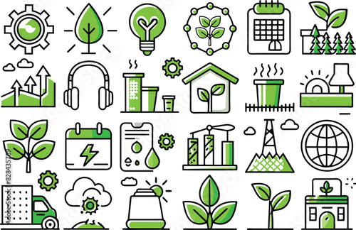 Environmental and ecology icon set. Full Vector illustration Outline Style Icons.