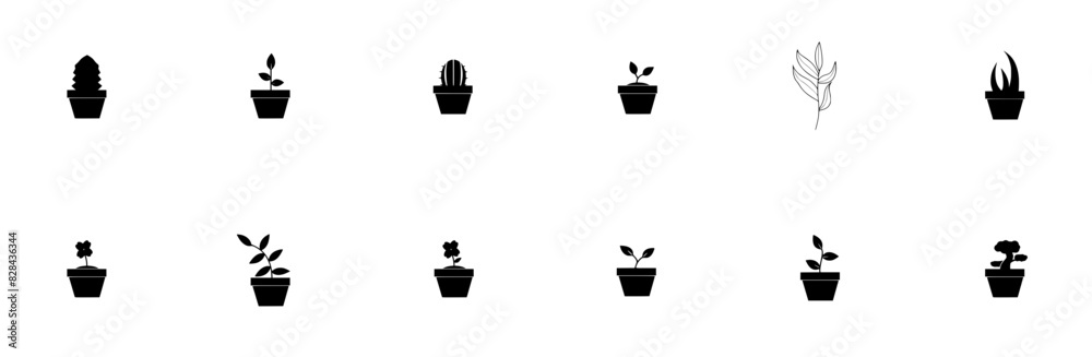 Mega Set Of Vector Plants Vector Symbols Apps, Websites Ui Designs Suitable For Garden,Plants,Flower-Pot,Garden-Pot,Flower Infographic Simple Vector Illustration Logo