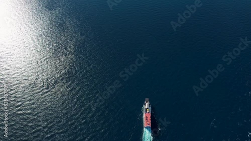 4K Aerial Drone video of unique place of different sea water currents meeting at the south tip of the Cebu island, Liloan, Philippines photo