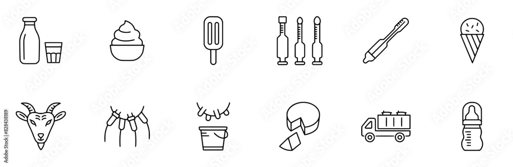 A Collection Of Milk Icons Silhouette Vector Logo Design Containing Milk,Dairy,Drink,Food,Cream Stroke Icon Collection. Vector Illustration A Collection Of Milk Icons Silhouette Vector Logo Design Containing Milk,Dairy,Drink,Food,Cream Stroke Icon Collection. Vector Illustration