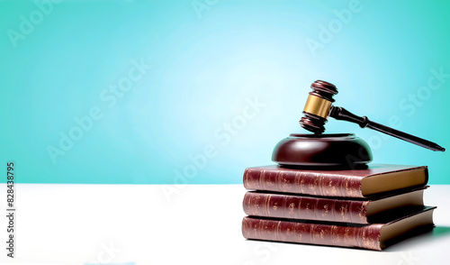 Judicial gavel on the table in the courtroom
 photo