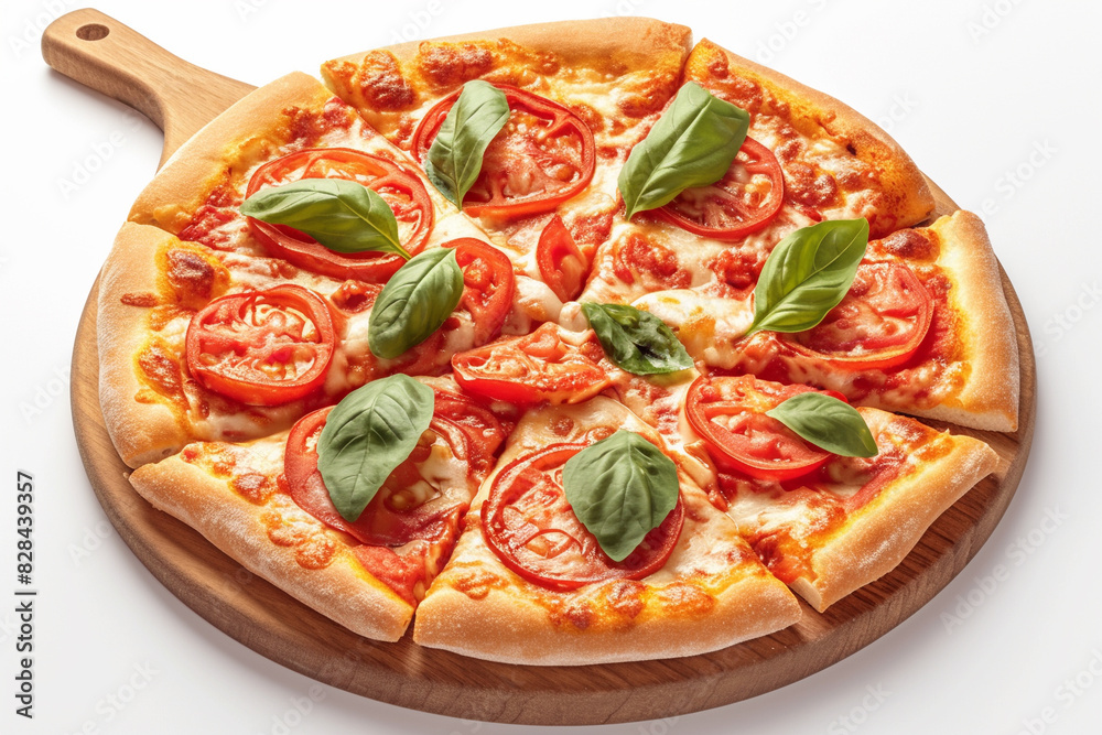 Pizza Margherita, isolated on white backgrounds Pizza Margherita, isolated on white backgrounds