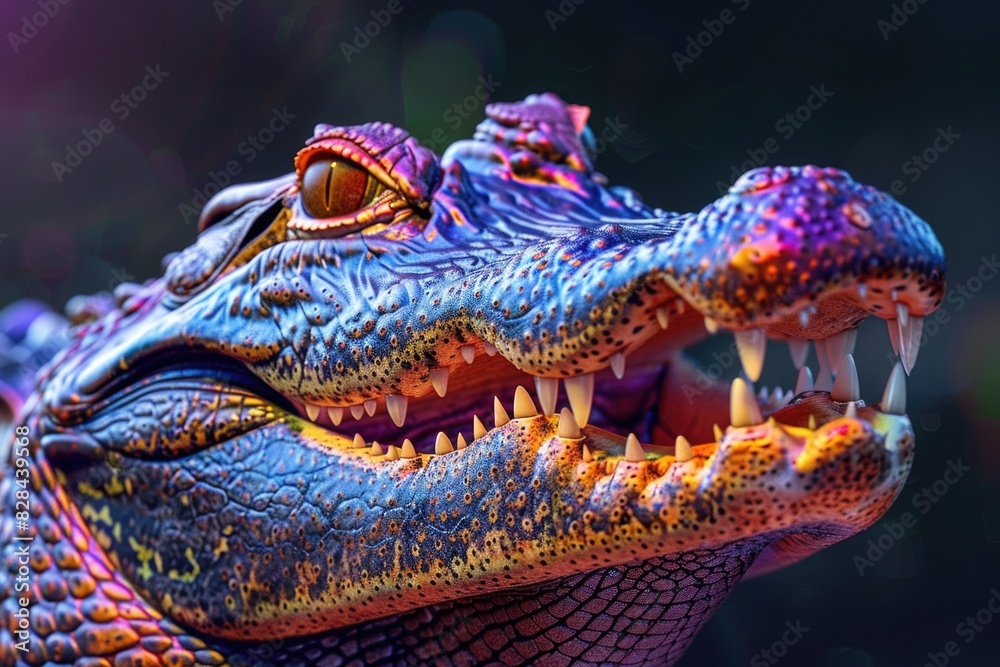 Close up image of an alligator showing its teeth. Suitable for educational materials Close up image of an alligator showing its teeth. Suitable for educational materials