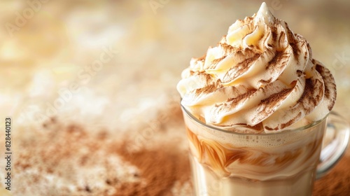 Trendy Fluffy Whipped Coffee on Light Background photo