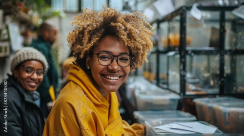 Two People Sitting at a Table Smiling