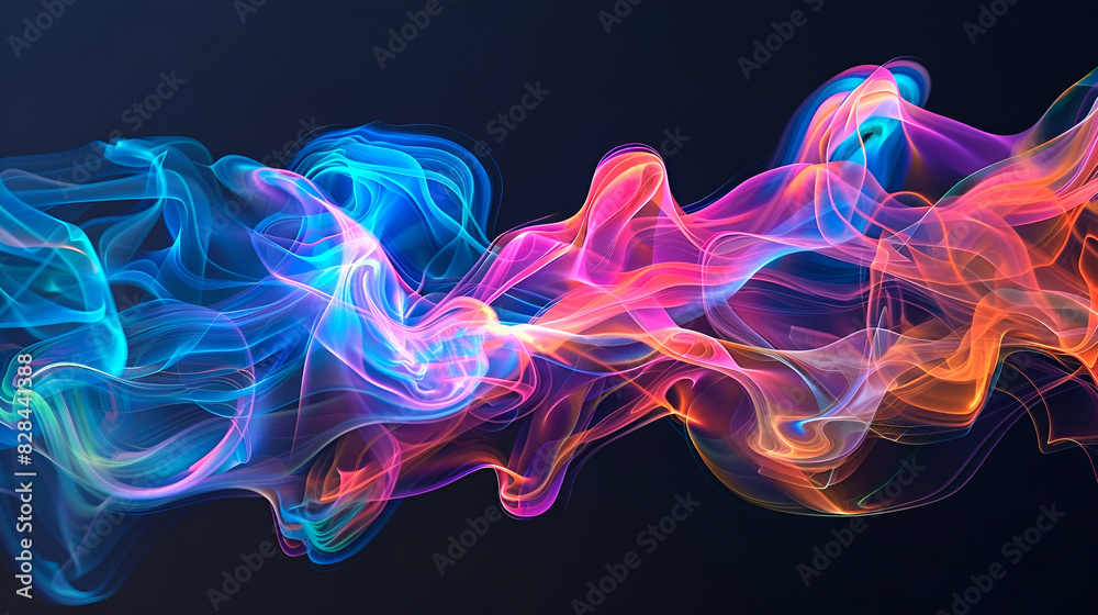 Fototapeta premium Vibrant abstract color wave on dark backdrop