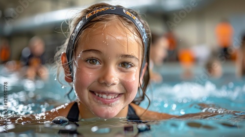 Two Young Girls Swimming in a Pool