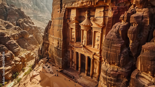 This is an image of an ancient temple carved into a mountain.