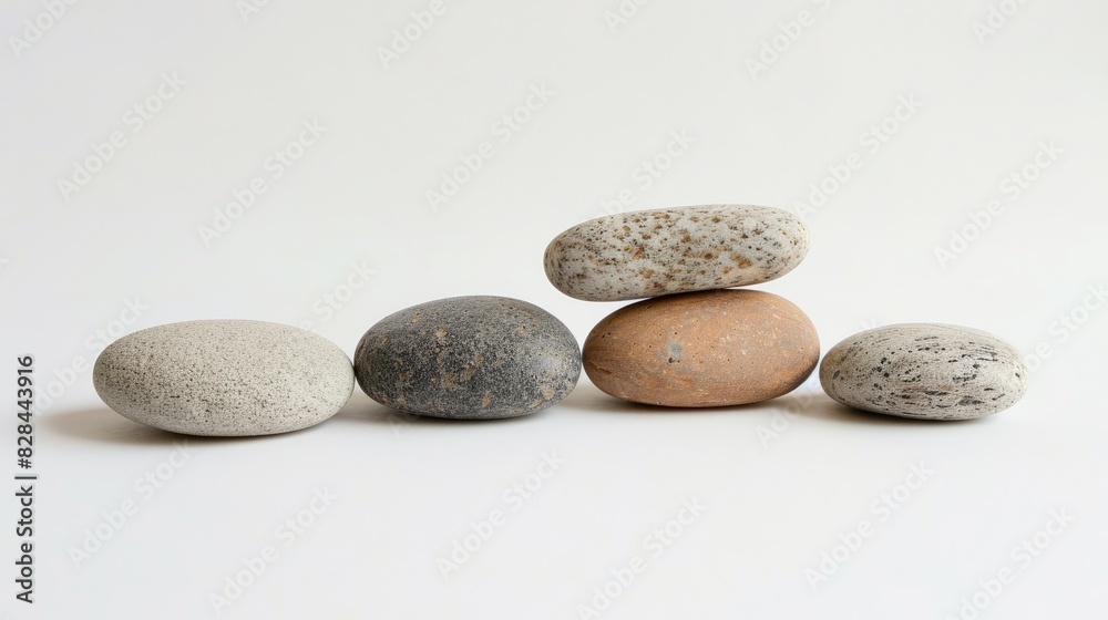 Zen Rocks Positioned Against a Plain White Background Zen Rocks Positioned Against a Plain White Background