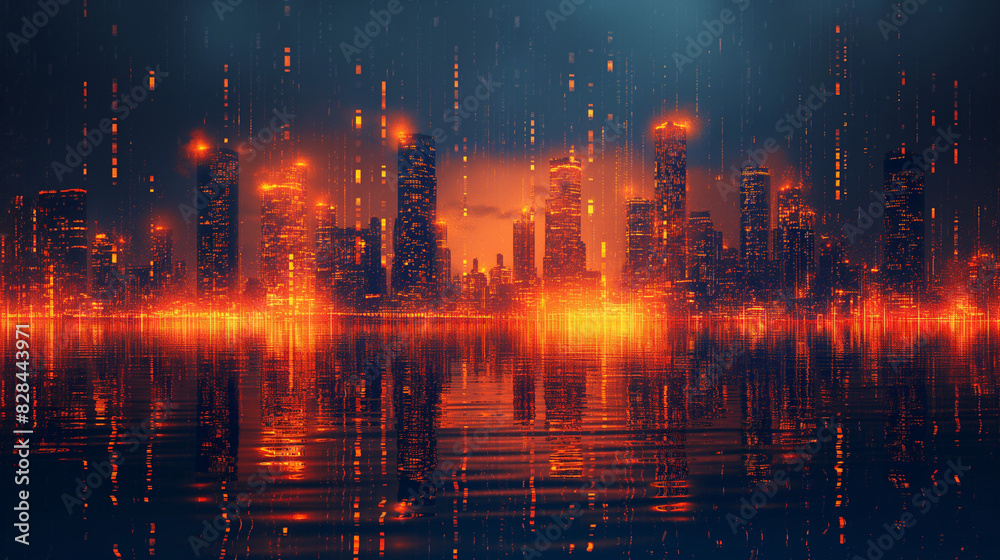 Fototapeta premium Digital generated image of cityscape data.