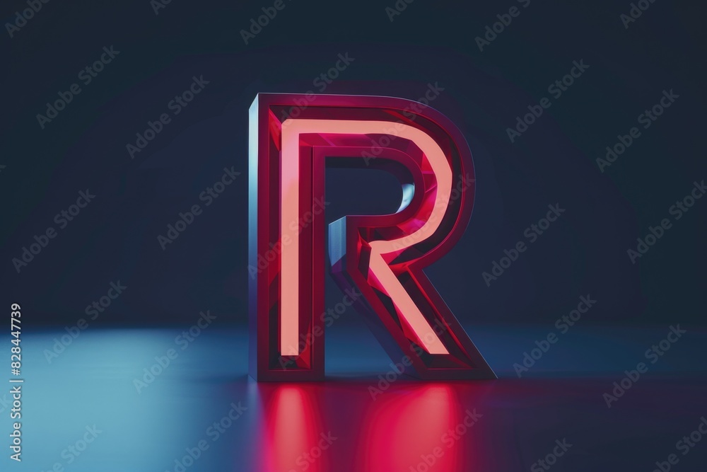 Vibrant red neon letter 