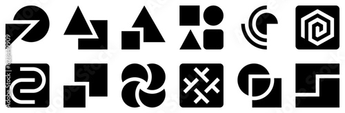 Mega Set Of Vector Abstract 4 Solid Isolated Silhouette Solid Icons With Square,Geometric,Circle,Abstract,Shape Simple Black Style Symbol Sign For Apps And Website, Vector Illustration