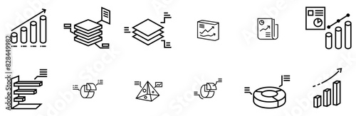 A Collection Of D Charts Are Here V Isolated Silhouette Solid Icons With Data,Graph,Diagram,3D,Statistics Solid Icon Collection. Vector Illustration