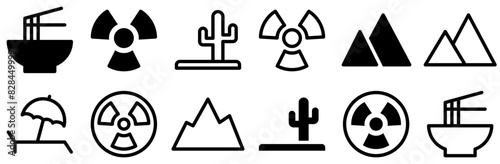 A Collection Of  Icons Silhouette Vector Logo Design Containing Peak,Hill,Mountain,Landscape,Rock Vector Icons Illustration Collection