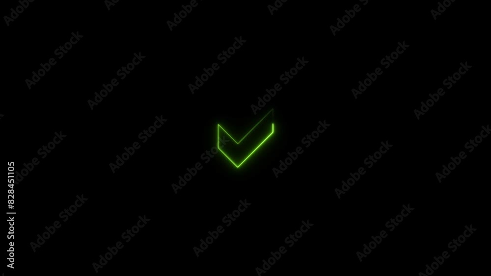 Check mark icon neon light turquoise color line Animation. Black background UHD 4k video. Check mark icon neon light turquoise color line Animation. Black background UHD 4k video.