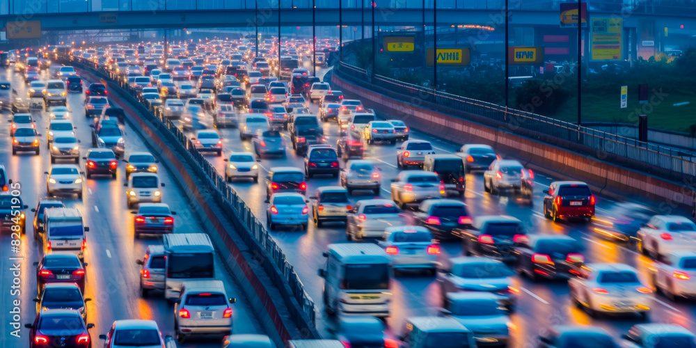 Fototapeta premium Car traffic aerial view