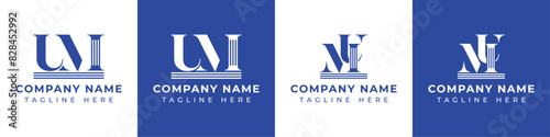 Letters MU and UM Pillar Logo, suitable for business with MU and UM related to Pillar