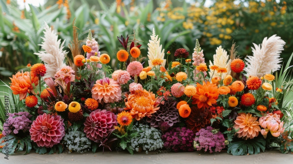 Flowers Hanging From Brick Wall
