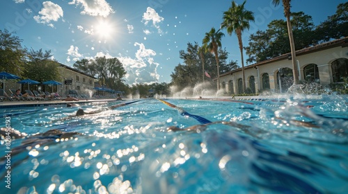 Sun Shining Over Swimming Pool