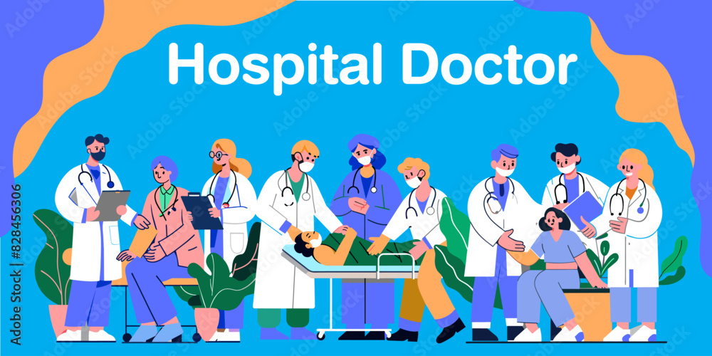 showing doctor Three people heal a patient vector showing doctor Three people heal a patient vector