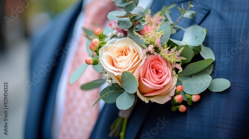 Man in Suit With Flowers on Lapel