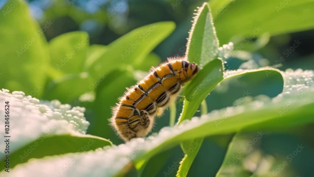 Close-up of a caterpillar munching on a leaf