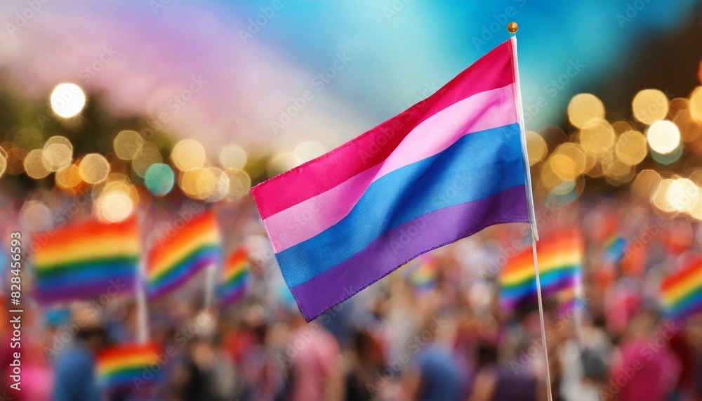 © Arthur - bisexual flag on the background of the pride parade, lgbt pride month, fight against homophobia, tolerance, rally of many people © Arthur - bisexual flag on the background of the pride parade, lgbt pride month, fight against homophobia, tolerance, rally of many people