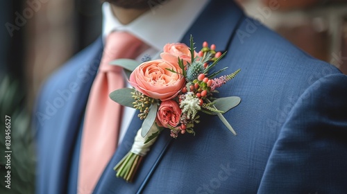 Man in Suit With Flowers on Lapel