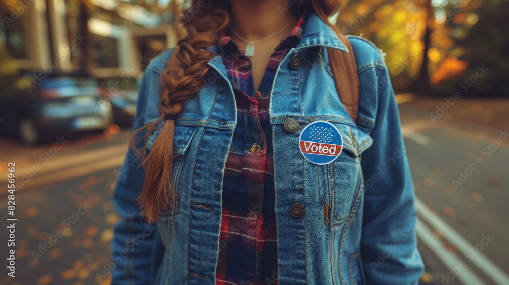 Obraz premium Person Holding Vote Sticker