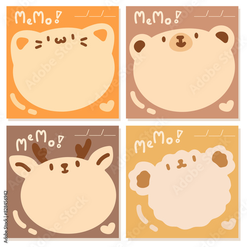 Set of Cute Animal Memo Pads.
