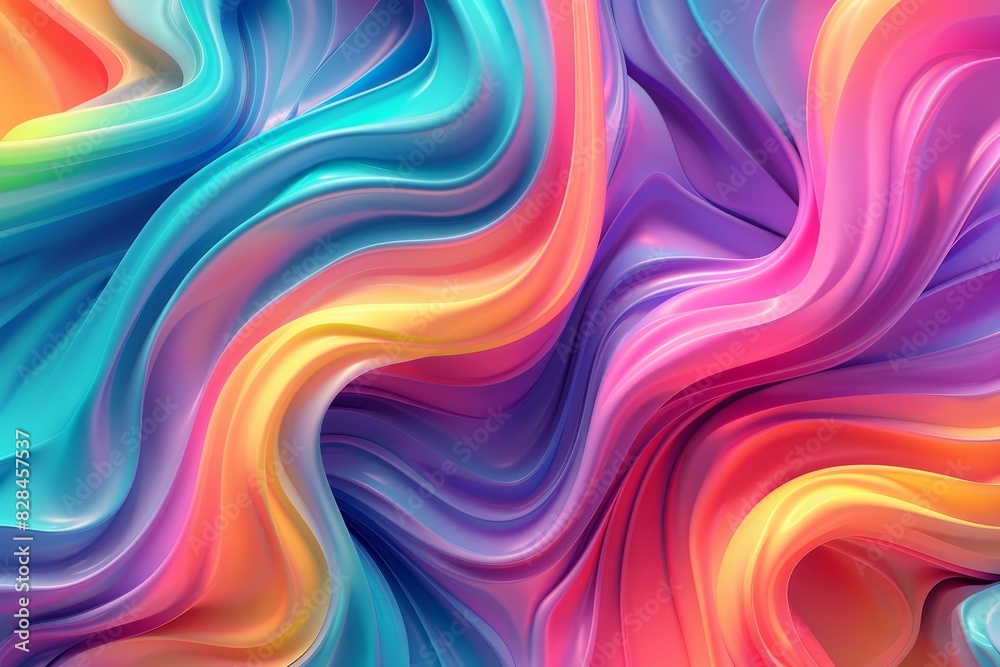 Obraz premium A colorful, abstract painting with a rainbow-colored swirl