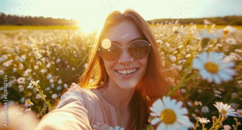 Woman Smiles in Field of Flowers