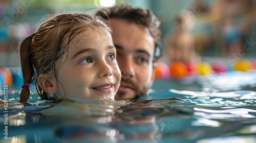 Young Girl Smiles Swimming in Pool