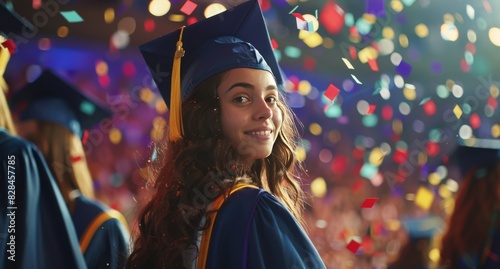 Woman in Graduation Cap and Gown