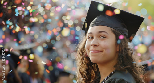 Woman in Graduation Cap and Gown