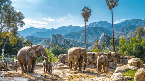 Adult and Baby Elephant Standing in Forest