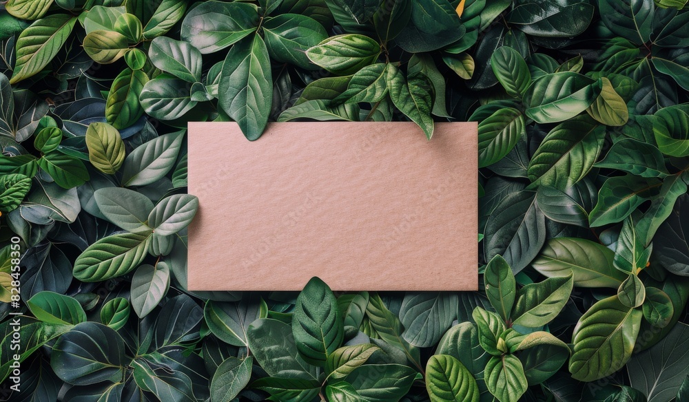 Square Paper Surrounded by Green Leaves Square Paper Surrounded by Green Leaves