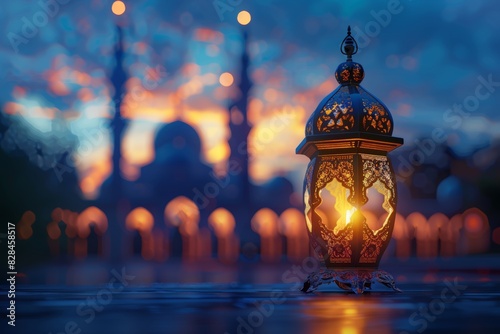 Ramadan Kareem Lantern Decoration Concept Generative AI © Gro
