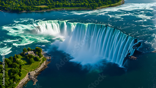 Niagara Falls in Canada, aerial view, famous tourist attractions, magnificent natural scenery, banners and background