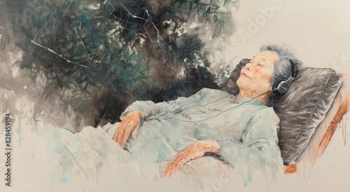 Woman Listening to Music in Chair