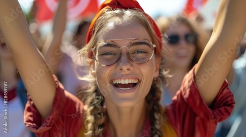 Woman Wearing Glasses and Red Hat