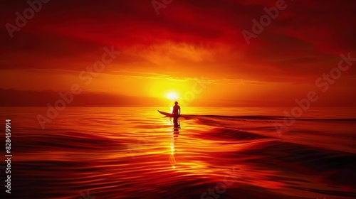 Person Holding Surfboard on Beach at Sunset
